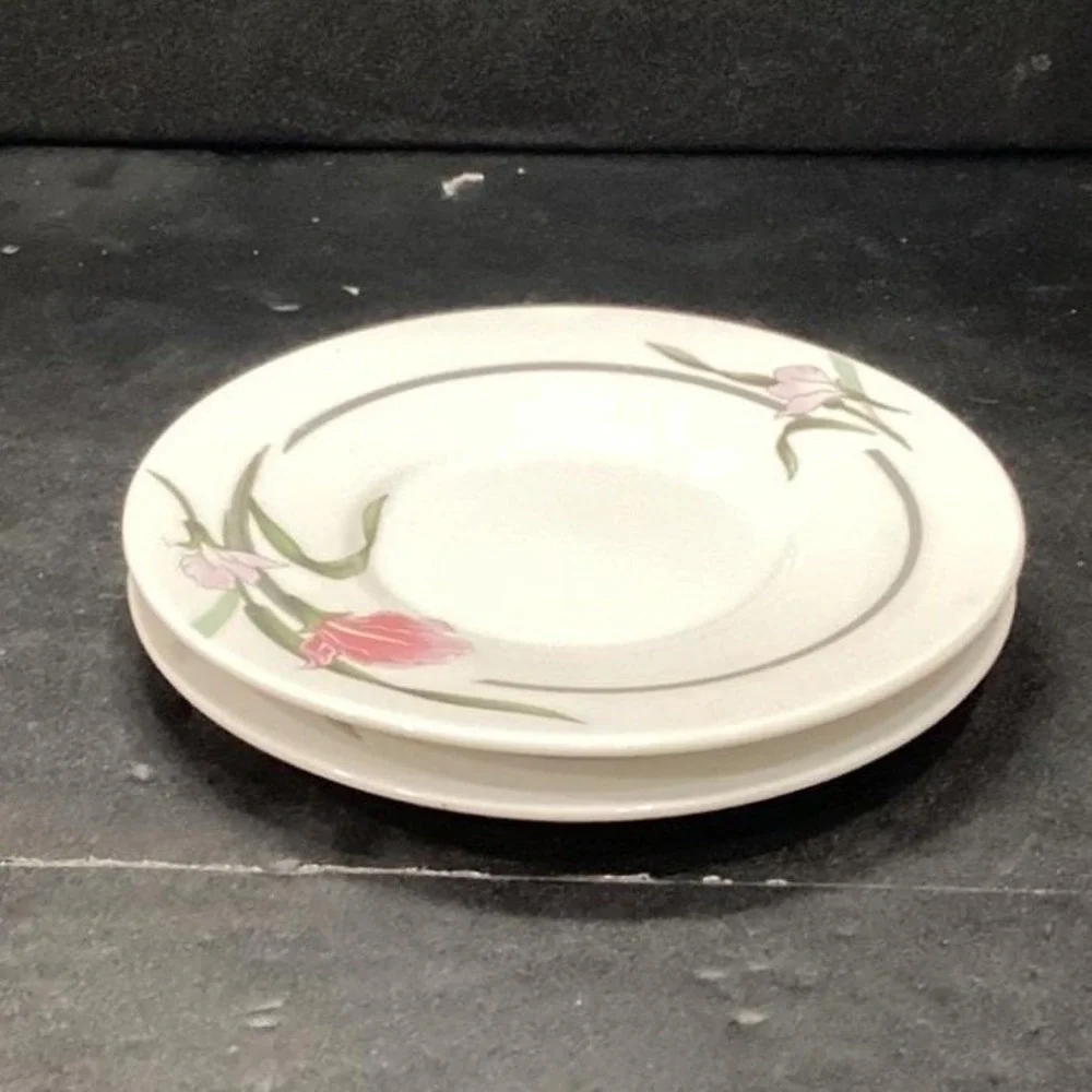Artland Collection Rhine China Pearl Saucers, Set Of 2 Vintage Floral Dinnerware